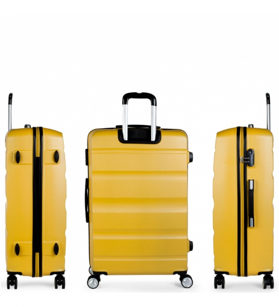 Mala rígida grande ITACA XL com 4 rodas T71670 Mostarda - 77x48x29cm -