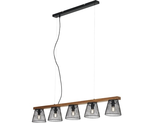 Hanglamp, 5-lichts, HxLxB 136x110x12 cm, zwart