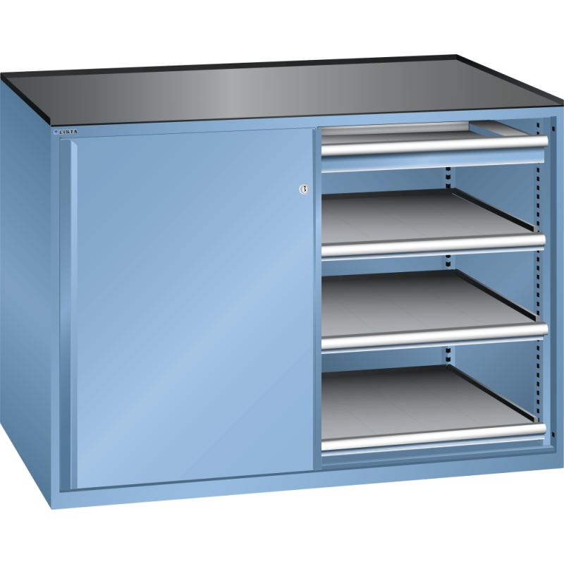 Armoire à portes battantes Lista 2x36x27E 2 tiroirs, 6 rayons extensibles - charge 75 Kg