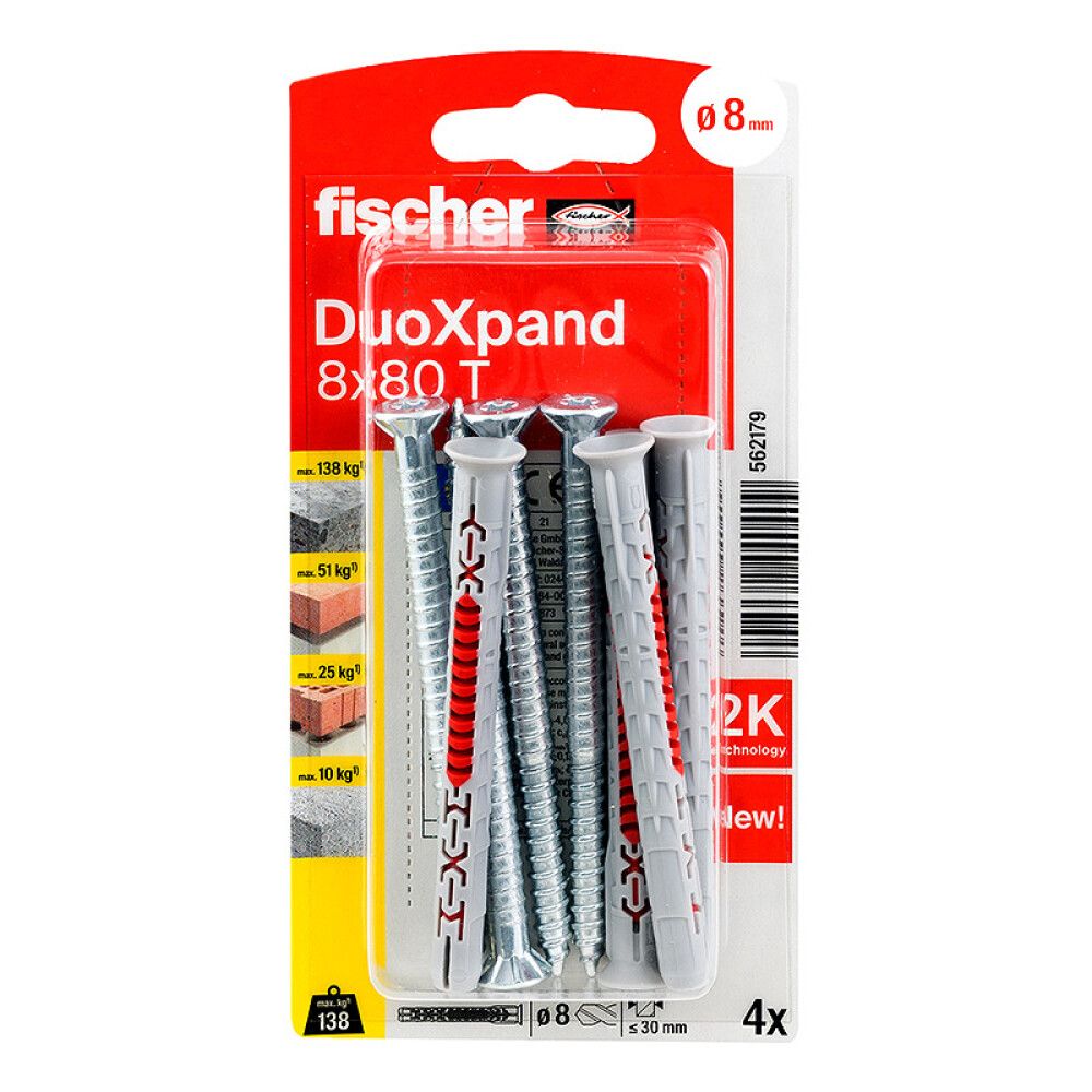 FASADEPLUGG FISCHER DUOXPAND 8X80MM 4STK