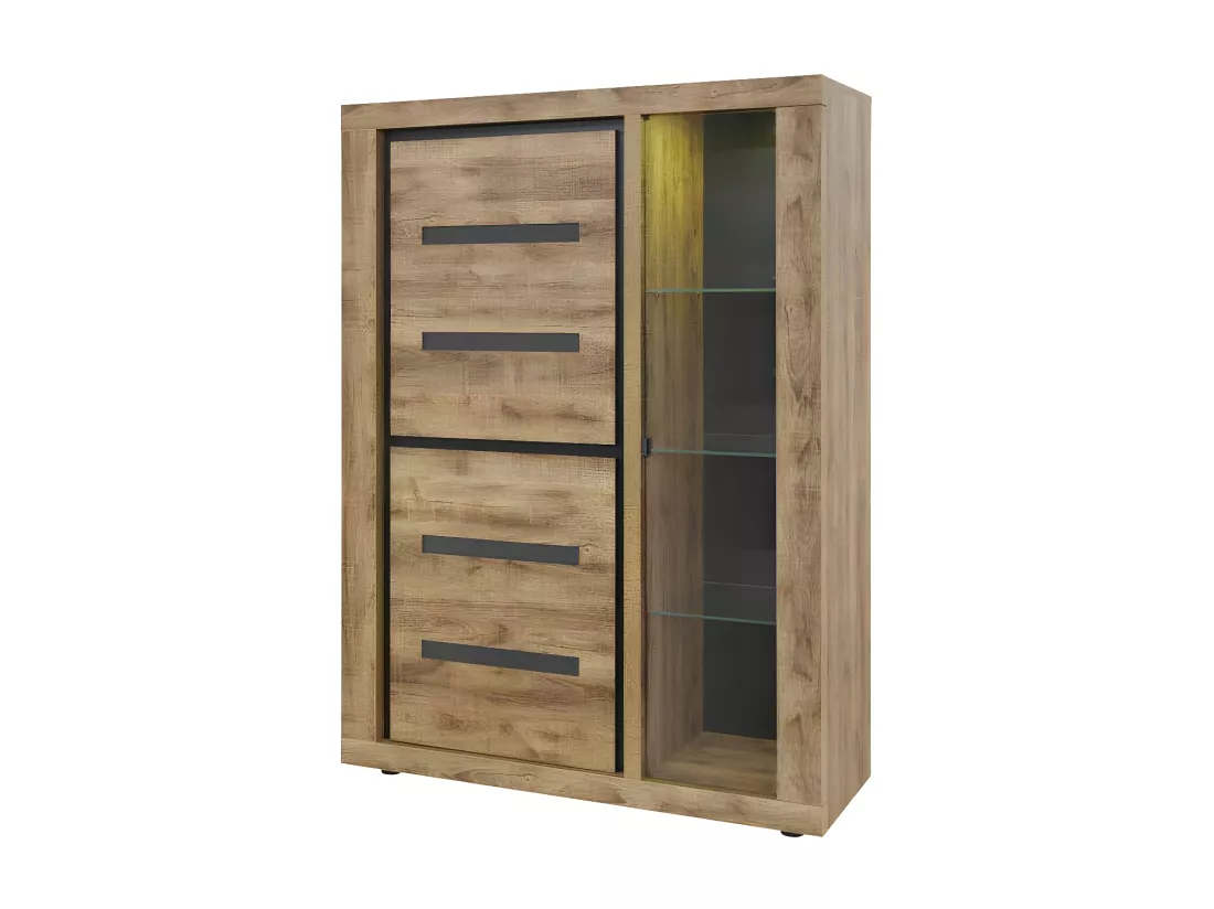 Argentier 3 portes à LEDs Bois Tropical - PEYTON