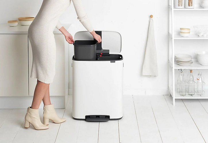 Poubelle à pédale Brabantia Bo Waste Bin 2 x 30 L blanc