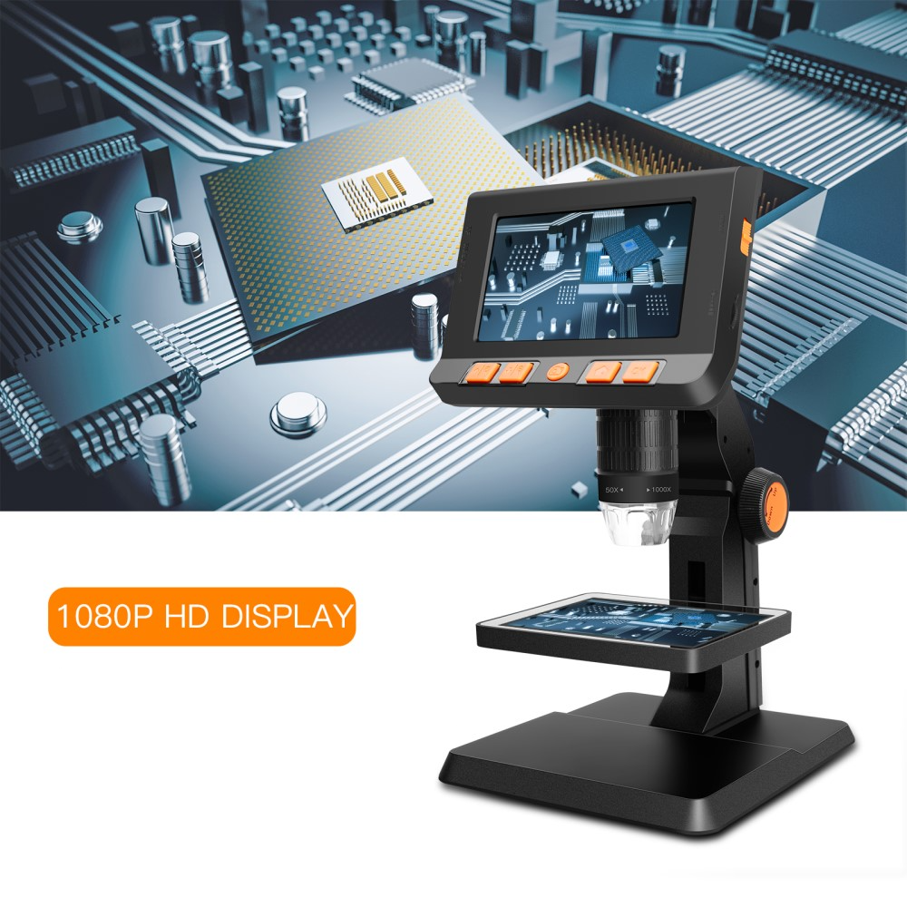 2MP Digital Mikroskop (50x-1000x) mit 8-LED's und 4.3