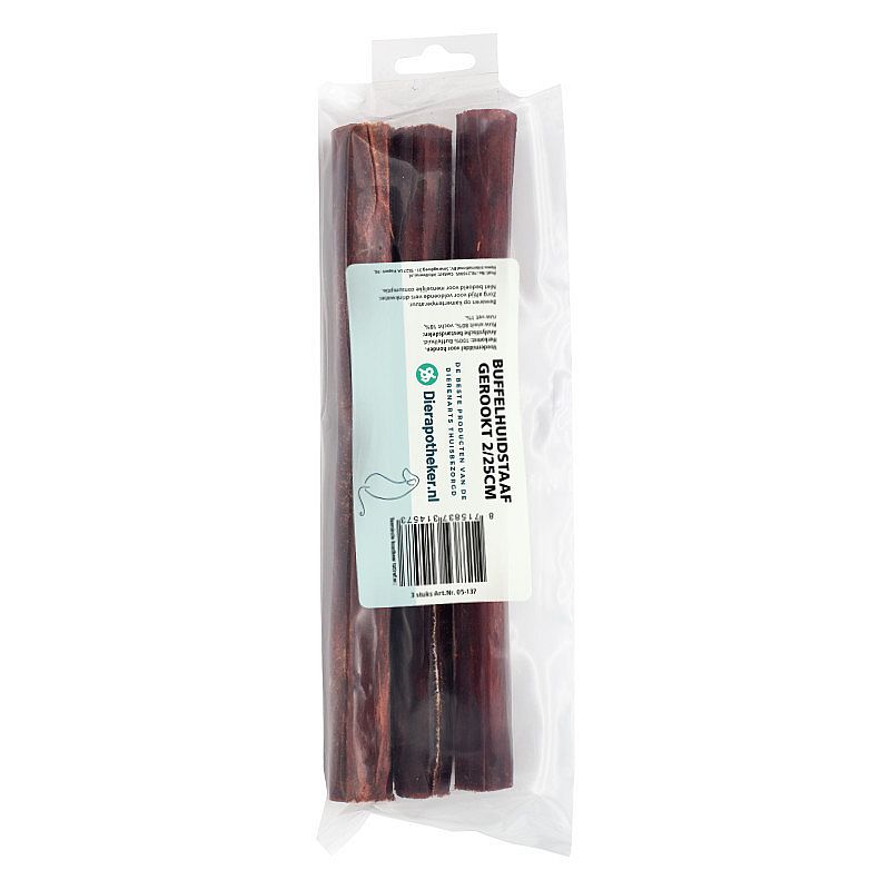 Buffelhuidstaaf Gerookt 25 cm Dierapotheker.nl 3 stuks