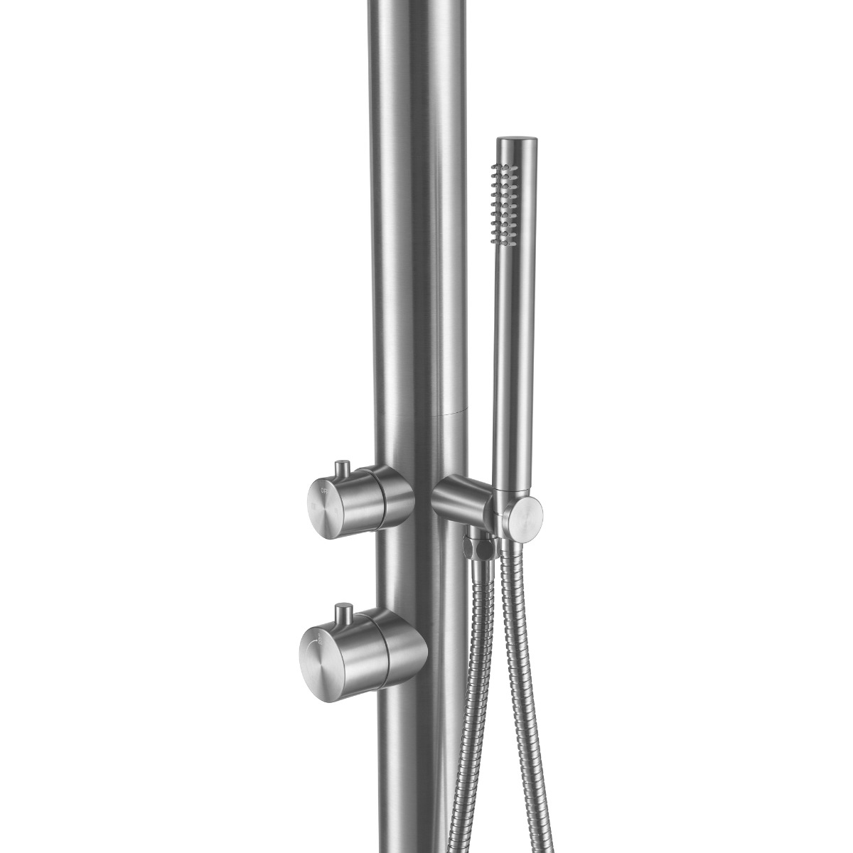 FortiFura Outdoor Original vrijstaande buitendouche met handdouche geborsteld RVS
