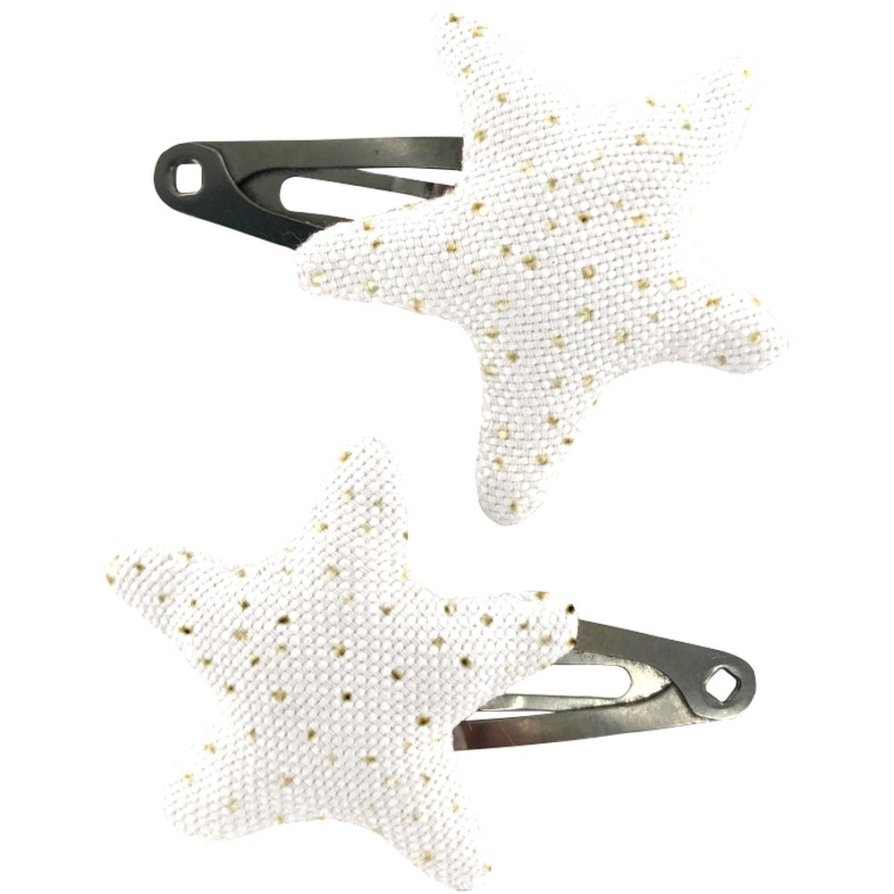 Barrettes Clic-Clac Étoile Blanc Pailleté