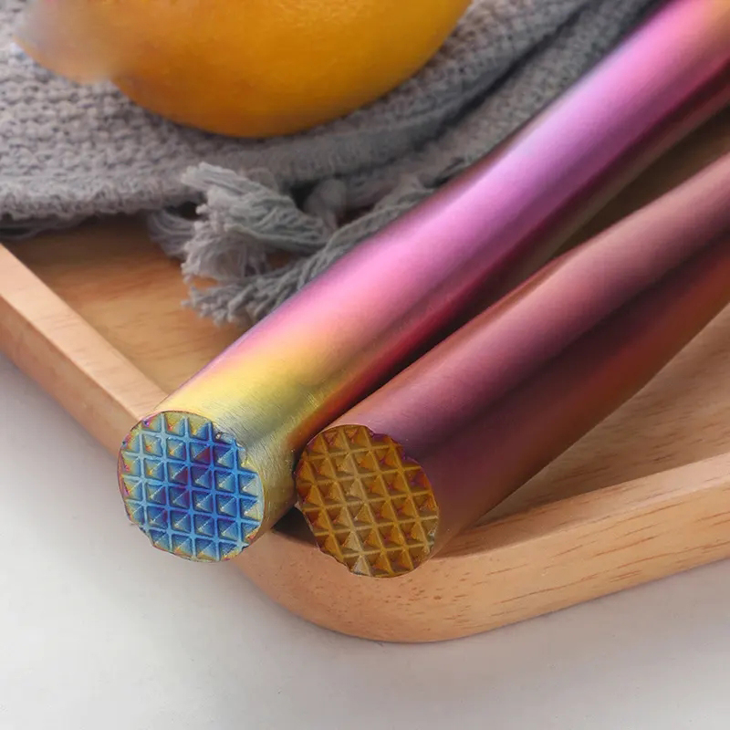 Edelstahl Cocktail Stössel Regenbogen Eisbrecher Barstampfer - Irisierend