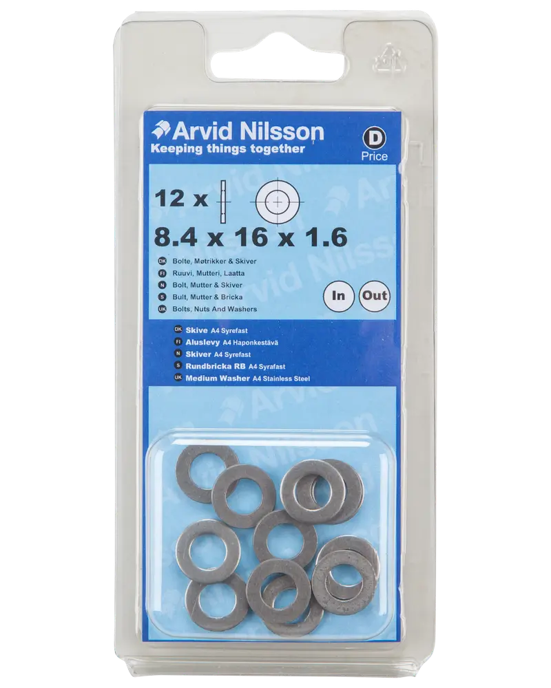Arvid Nilsson Skive A4 til M8 12-pak