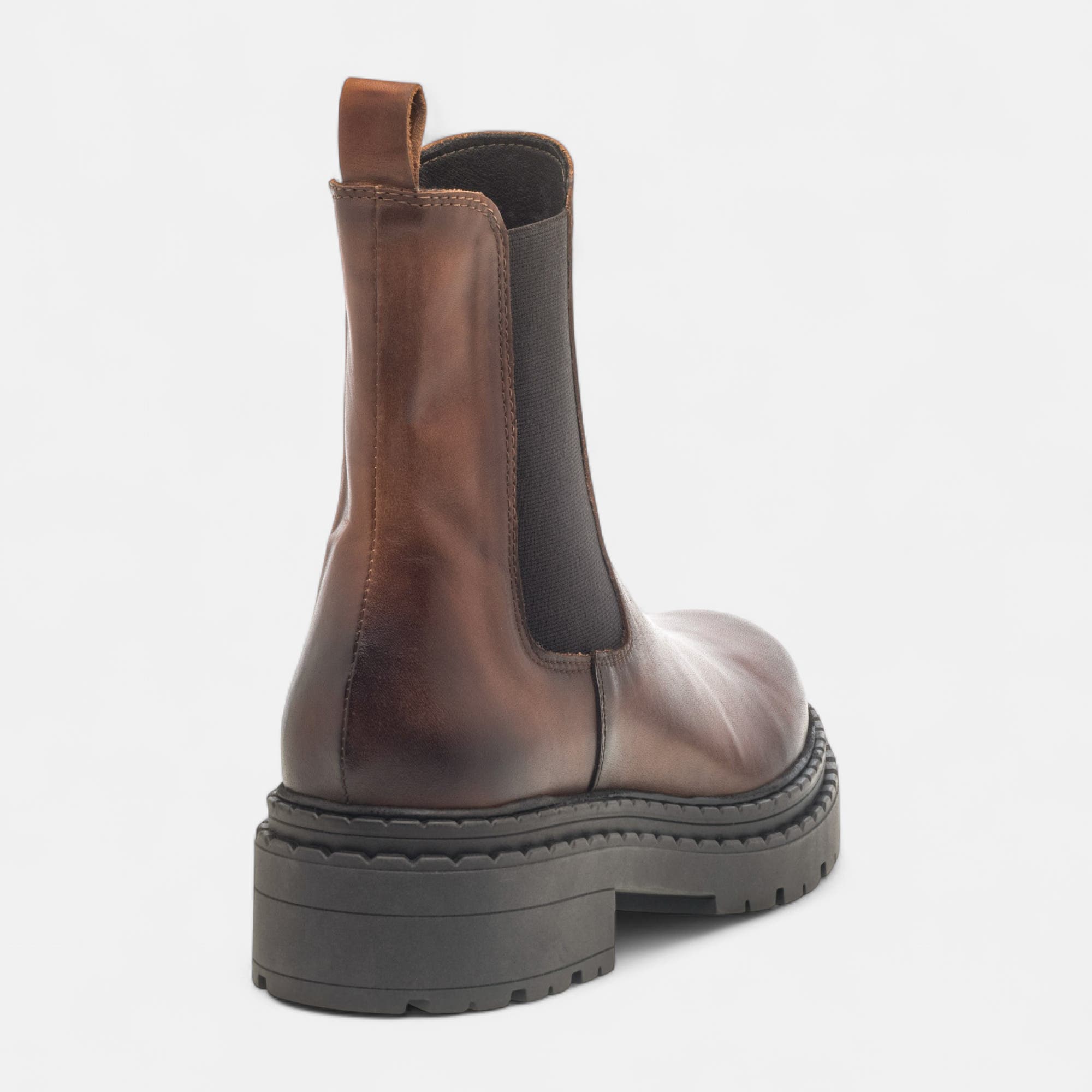 Boots chelsea à talon Femme en cuir cognac