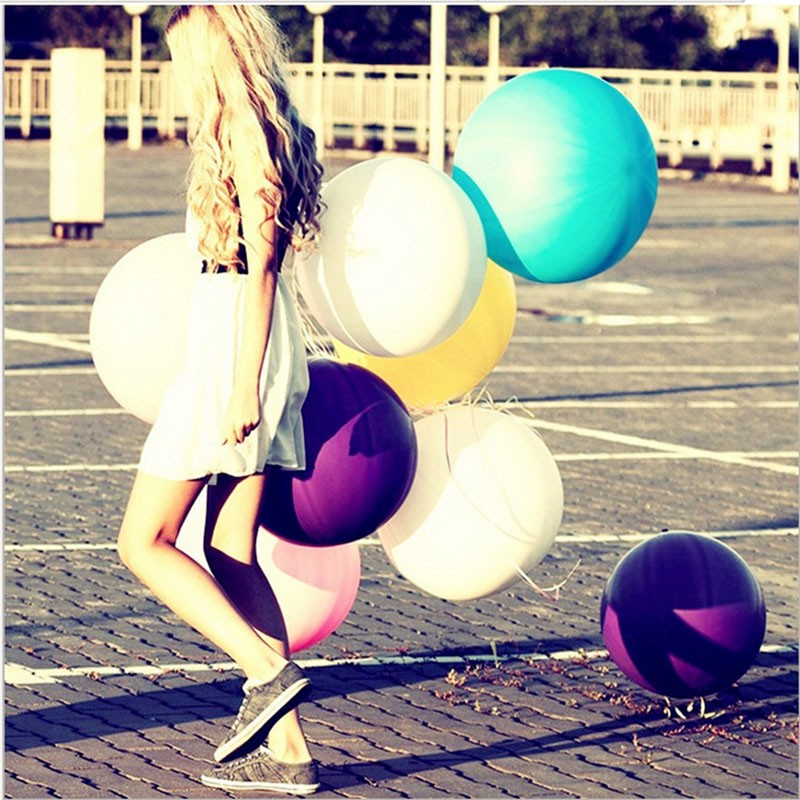 (5er Set) Ø90cm XXL Party Deko Ballons Latex Luftballons Extragross - Weiss