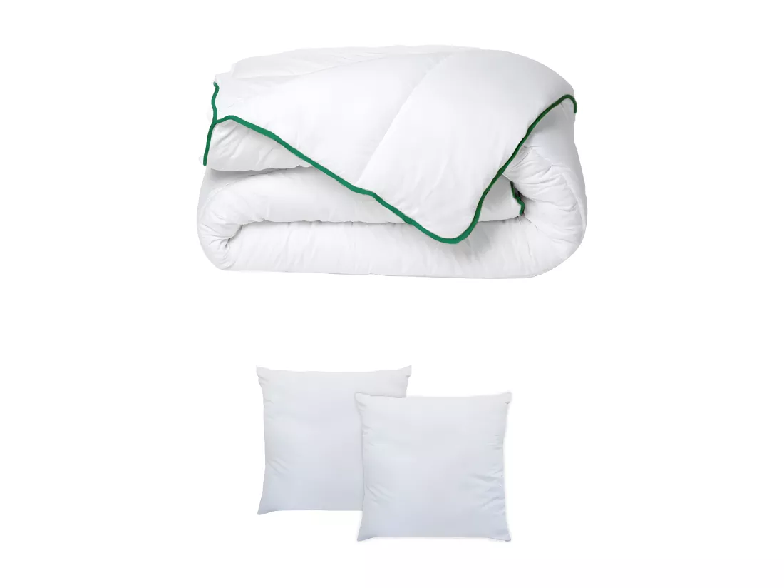 Pack couette tempérée 240 x 260 + 2 oreillers 60 x 60 cm - Anti-acariens naturel Greencare - AZYLIA II