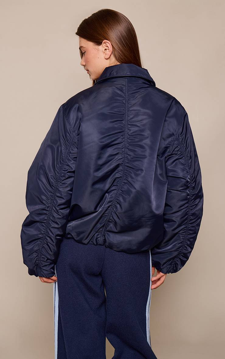Bleu Marine Veste Bomber Oversize À Manches Cocon