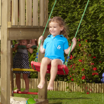 Speeltoestel Jungle Gym House grenen geïmpregneerd met glijbaan blauw en 1-schommel module