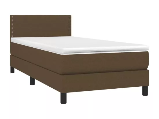 Sommier tapissier et matelas et LED Marron foncé 90x190cm Tissu