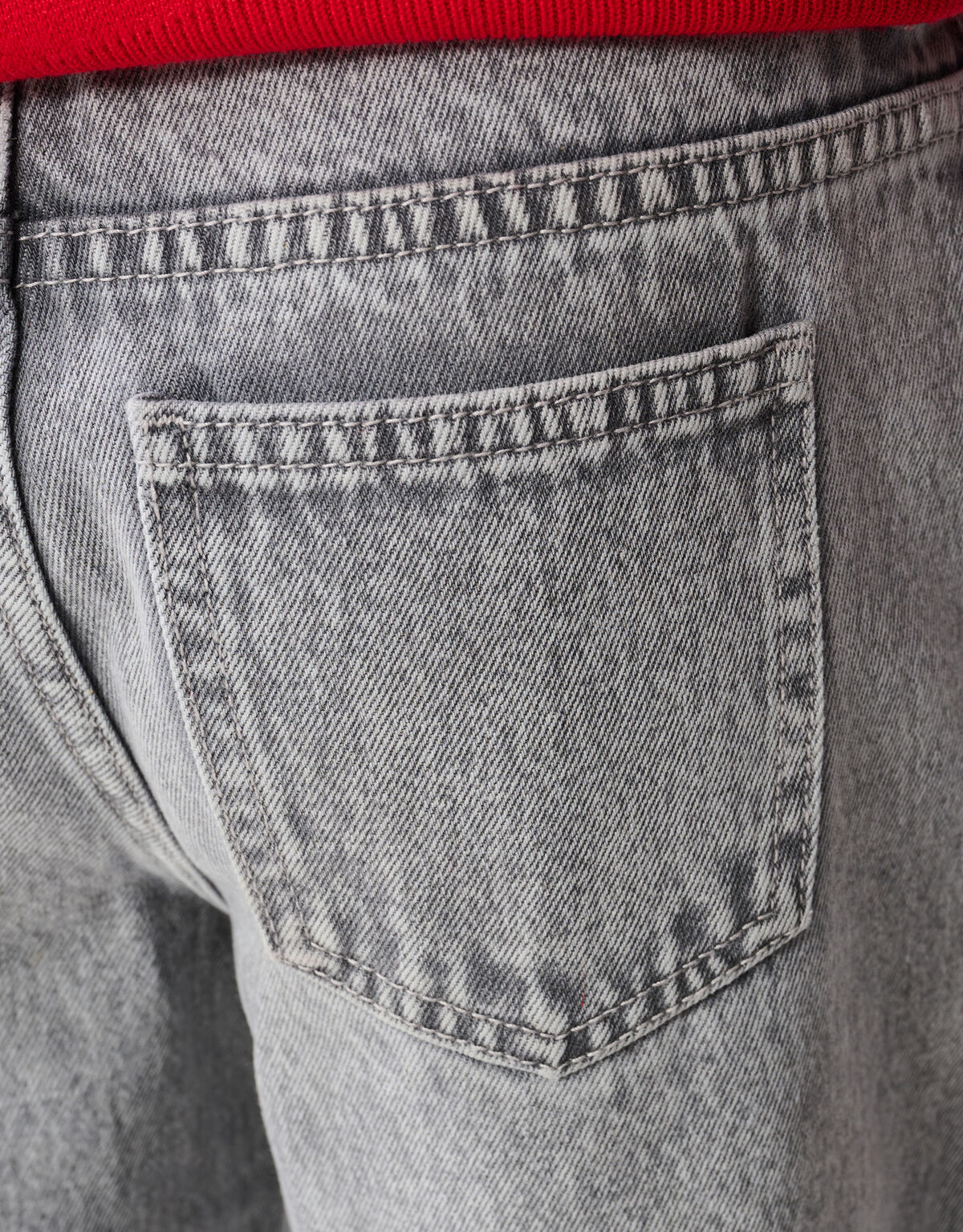 Rose Stud Wide Leg Fit Jeans Lichtgrijs
