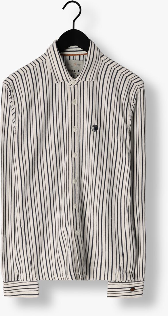 CAST IRON lichtblauwe cast iron casual overhemd long sleeve shirt jersey stripe with structure