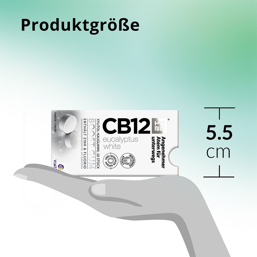 CB12 Boost Eucalyptus White Kaugummi: Zuckerfreie Mundpflege-Kaugummis gegen Mundgeruch mit Whitening-Effekt