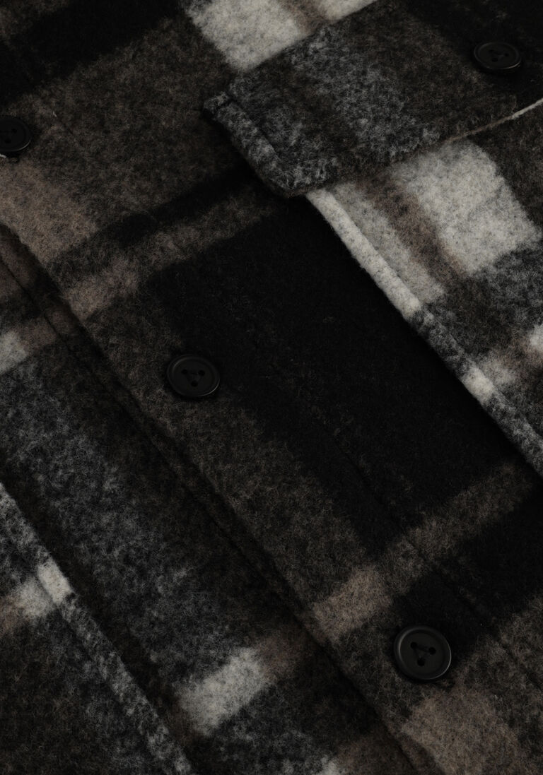 PUREWHITE zwarte purewhite overshirt check wool look shirt