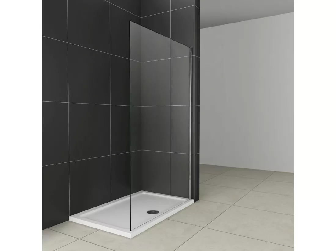 Paroi de douche à l'italienne 80x200cm en 8mm verre trempé anticalcaire, sans barre de fixation