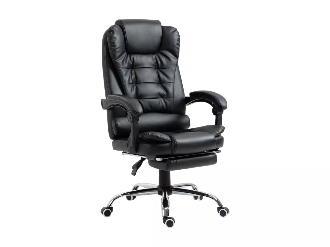 Fauteuil de bureau fauteuil manager grand confort réglable dossier inclinable repose-pied revêtement synthétique noir