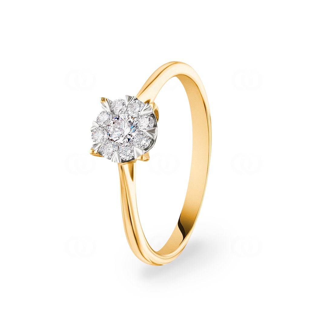 Verlobungsring 750/18 K Gelbgold mit Diamanten 0.25 ct H/si
