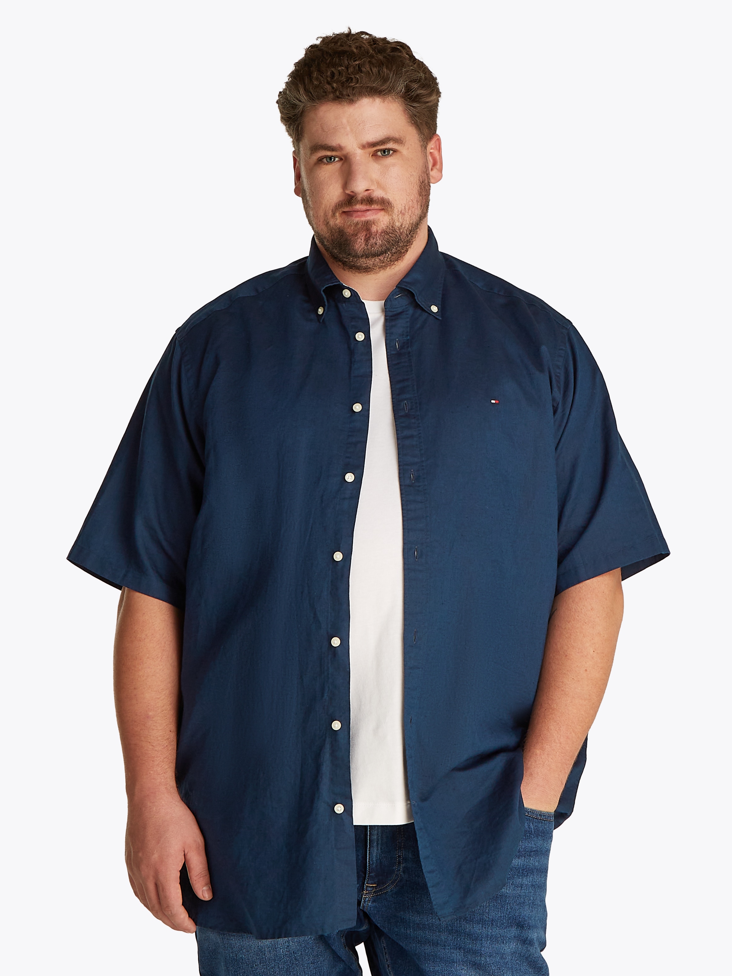 Tommy Hilfiger Big & Tall Kurzarmhemd »BT-LINEN BLEND SOLID«
