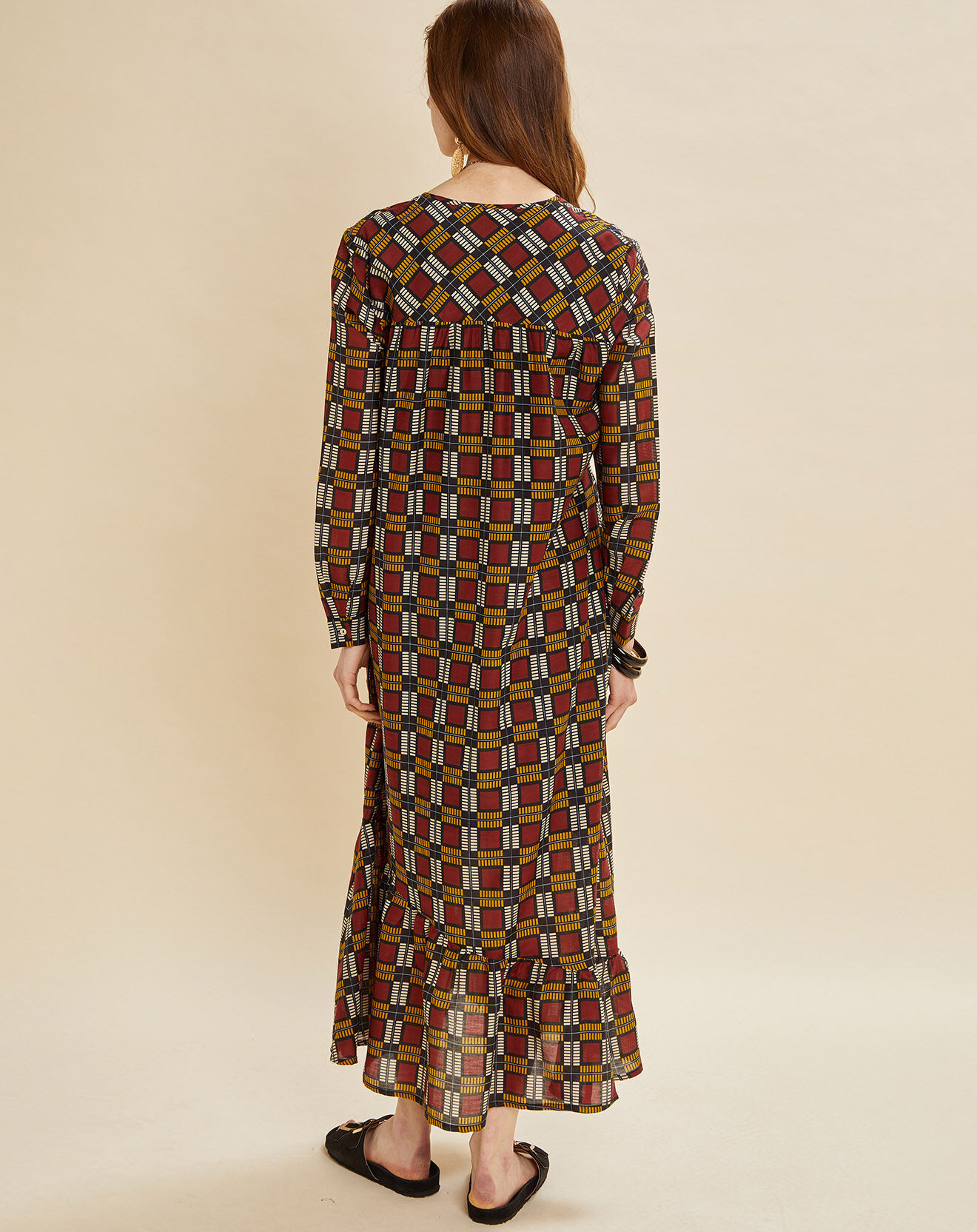 Chloé Stora Robe en Soie mélangée Marcia bordeaux