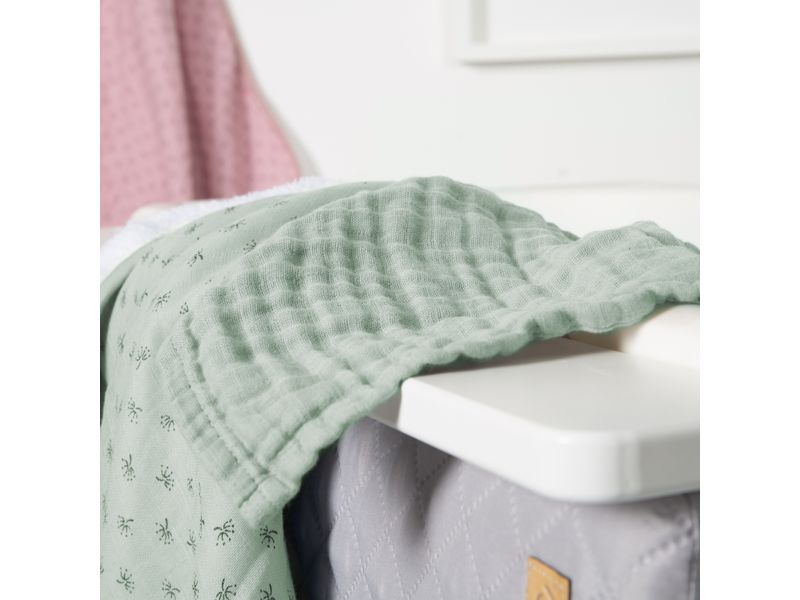 roba Baby-Waschlappen Organic 5er Set Grau/Hellblau Musselin Tücher aus Bio Baumwolle im 5er Pack