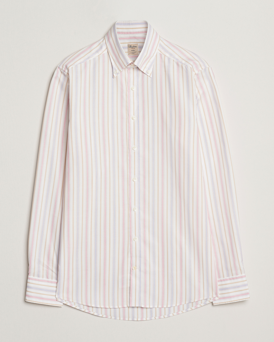 Stenströms Slimline Multi Striped Oxford Shirt White