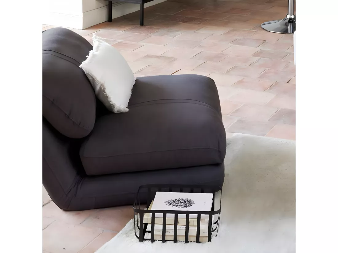 Chauffeuse fauteuil coloris gris foncé en mousse PU - Longueur 82 x Profondeur 79 x Hauteur 60 cm