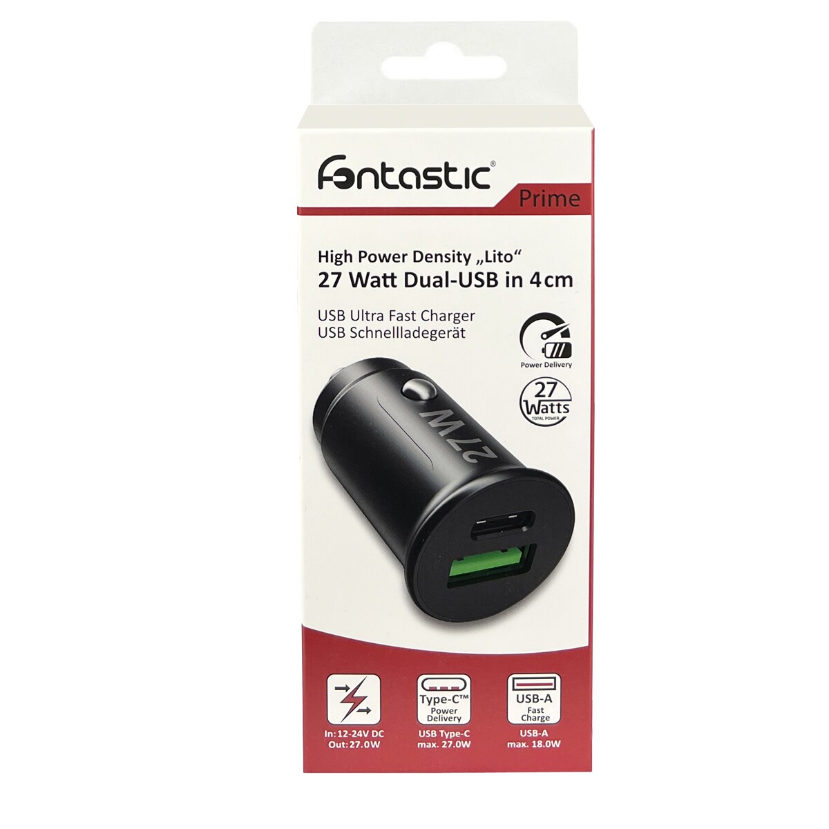 Fontastic Kfz-Ladeadapter Lito USB-A + USB Typ-C, 27Watt