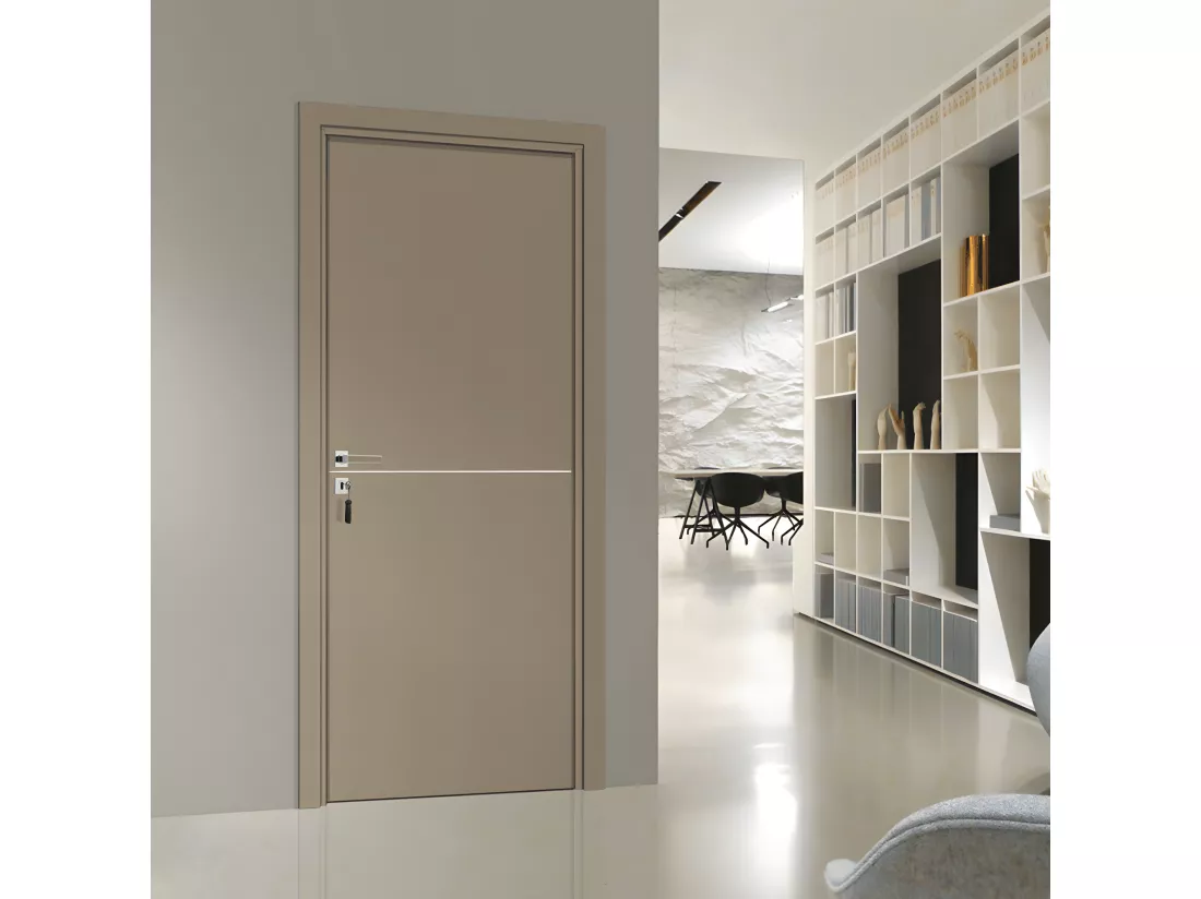 Bloc-porte pose fin de chantier collection Premium Riva, H.204 x l.93 cm, aspect cuir lichen, réversible