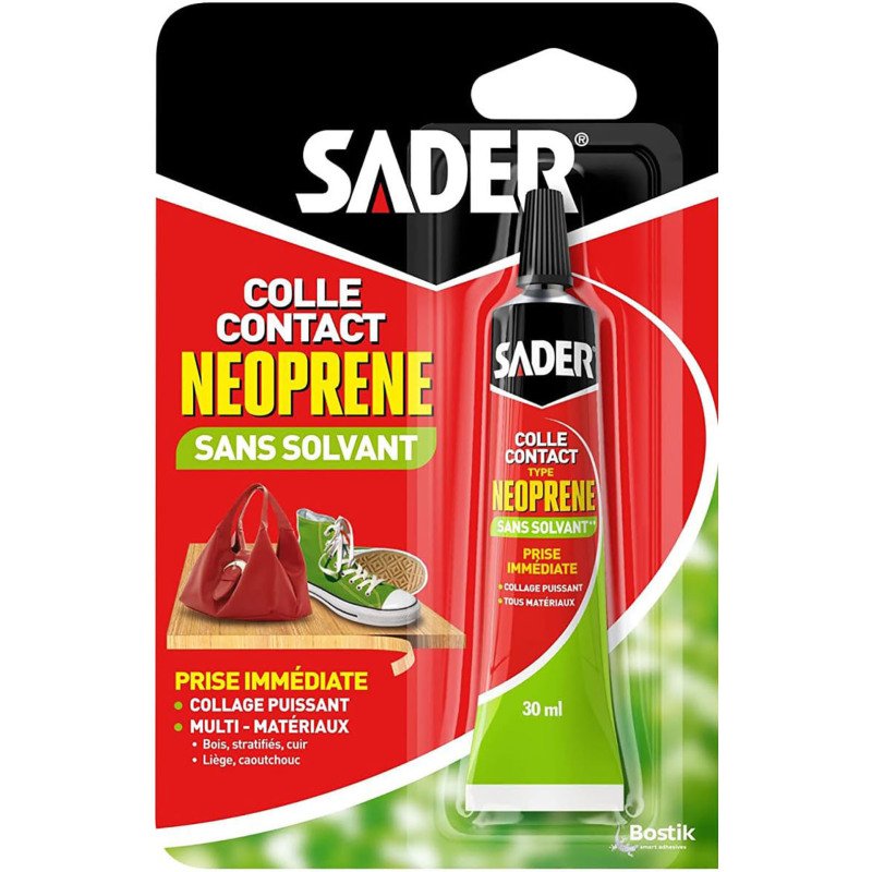 Colle contact type néoprène sans solvant - transparent - 30 mL