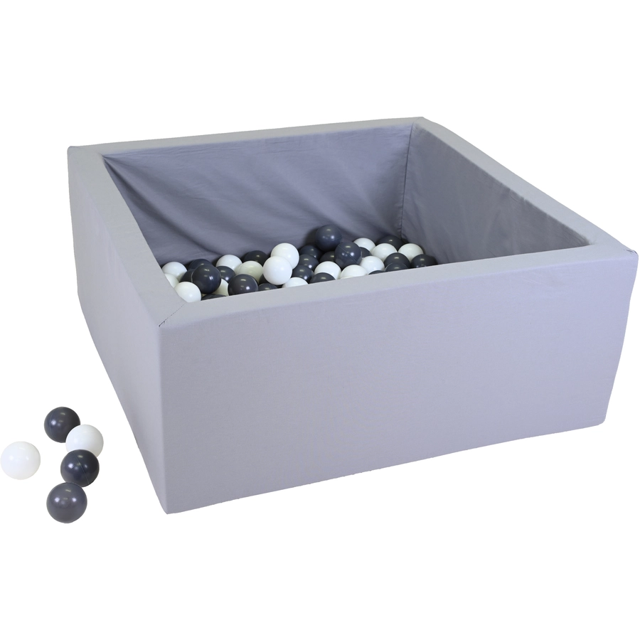 knorr toys® Bällebad soft eckig Grey - 100 balls greywhite grau