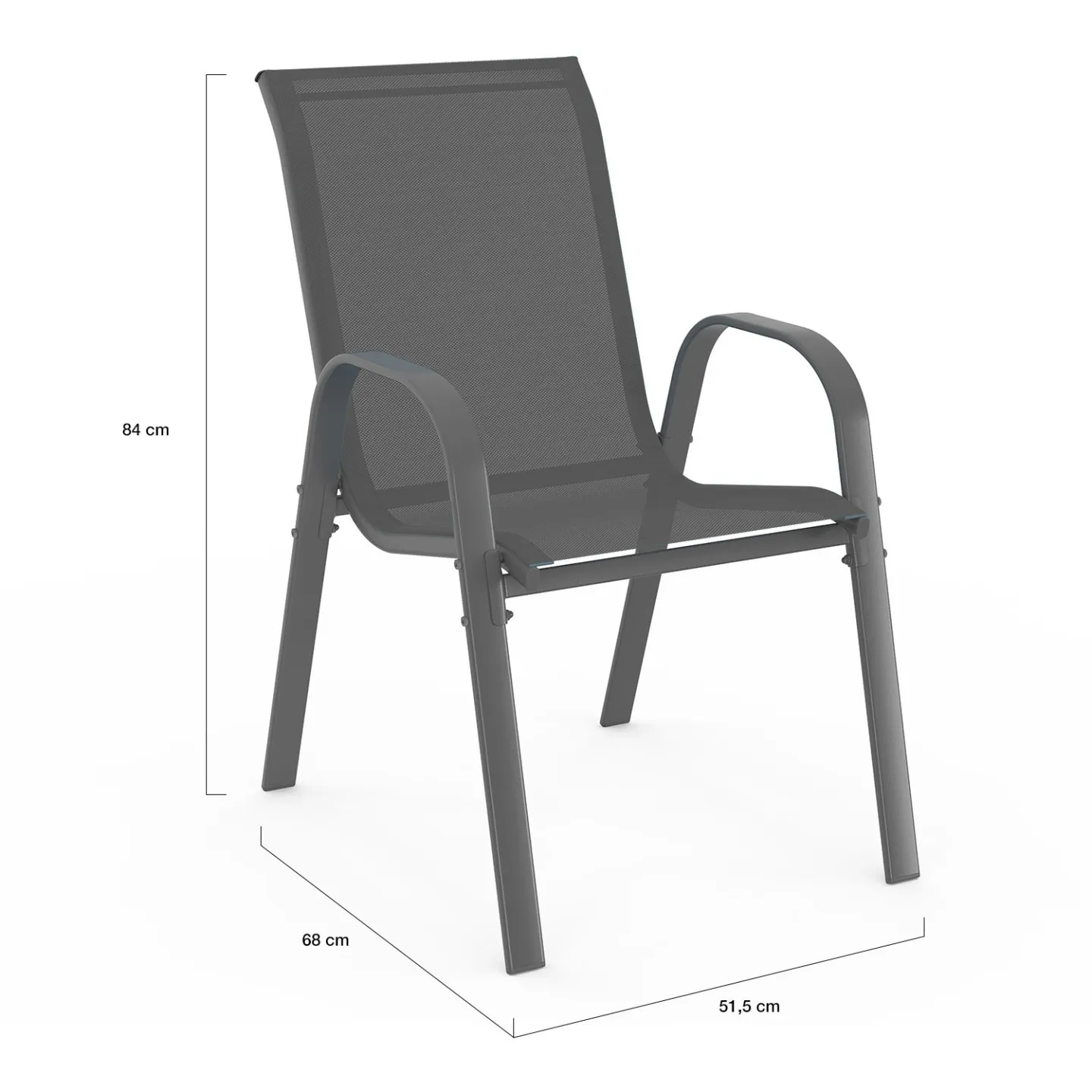 Salon de jardin MADRID table 150 CM et 6 chaises empilables mix color gris, noir et bleu
