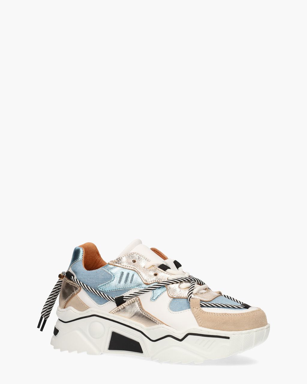 DWRS Label Jupiter Denim Beige/Blauw Damessneakers