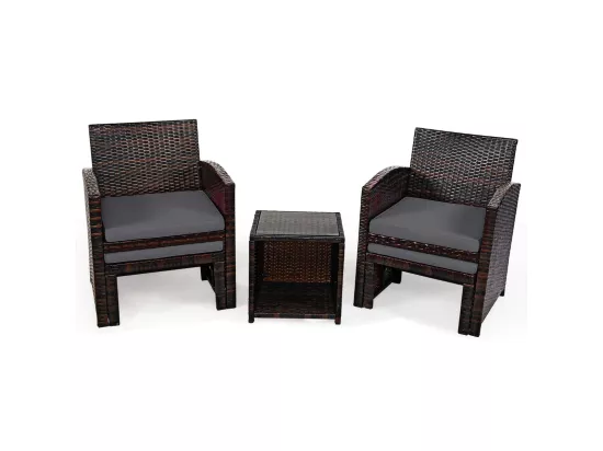 Ensemble Meuble de Salon 5PCS avec Coussins, Salon de Jardin en Rotin et fibre naturelle PE pour Véranda, Patio, Balcon, Piscine, Terrasse, Marron
