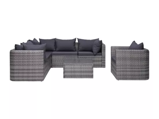 Salon de jardin 7 pcs et coussins et oreillers Résine tressée