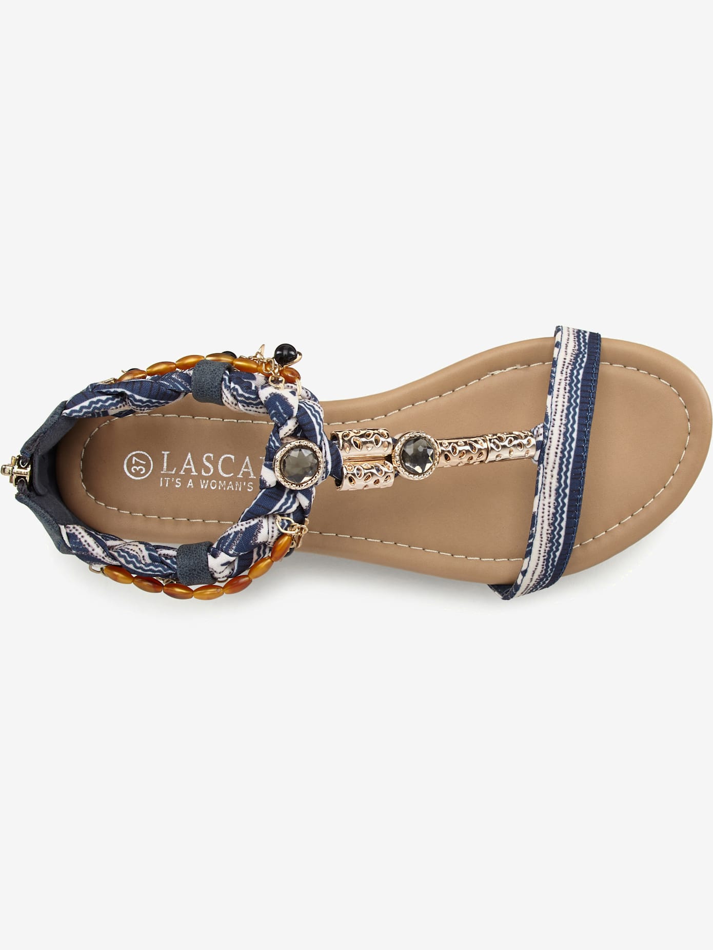 Sandales petit talon compensé et divers éléments décoratifs