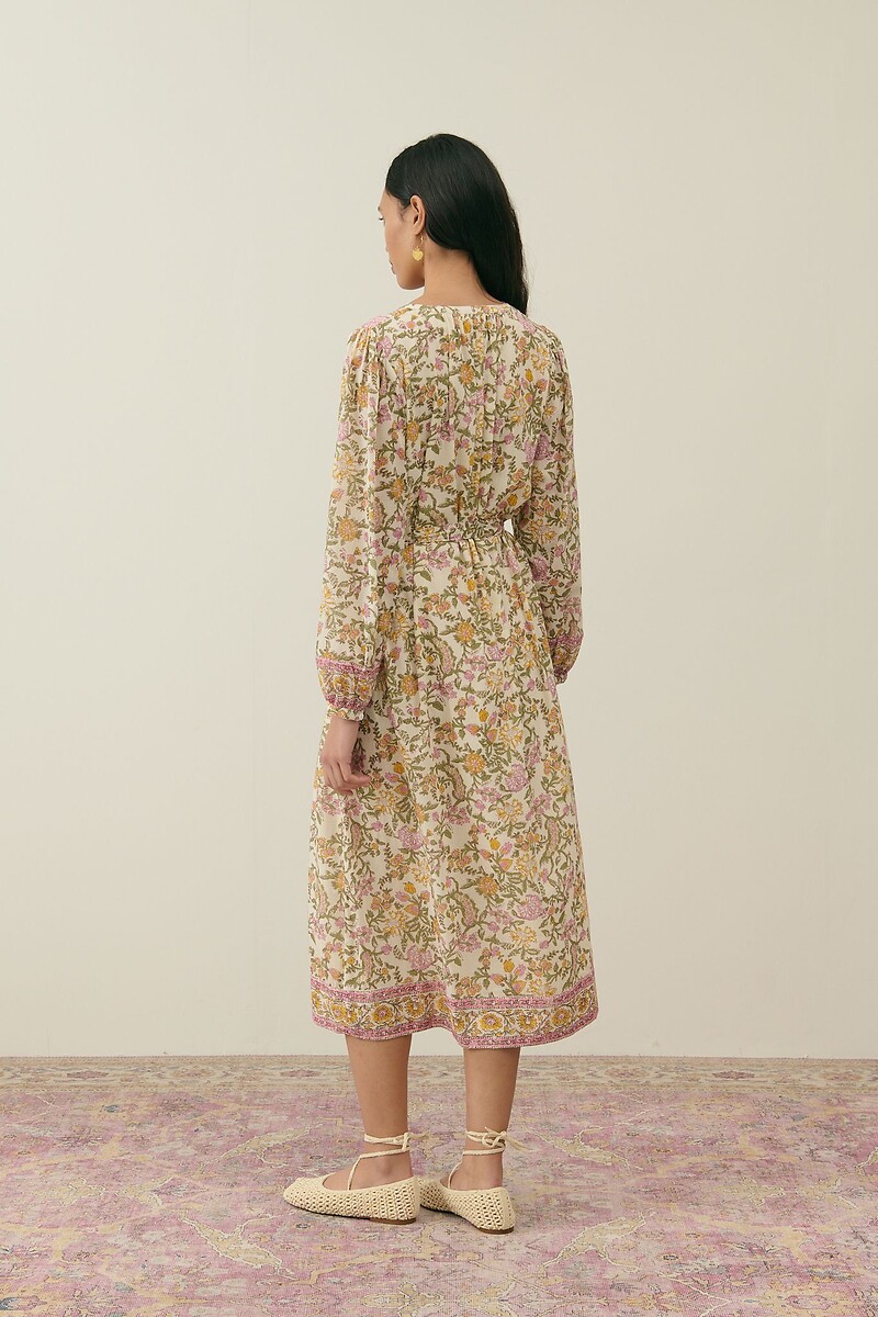 LOUISE MISHA<br>Vestido longo com cinto, mangas compridas, MARTINA