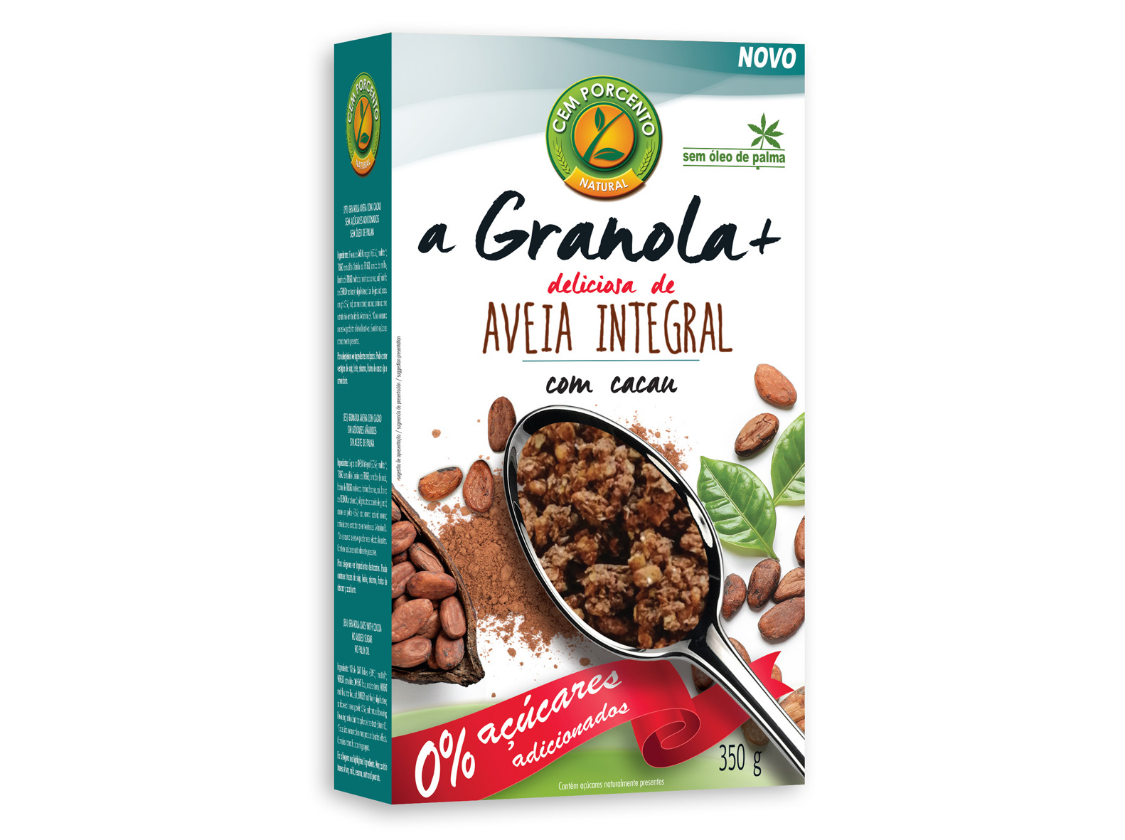 GRANOLA CEM PORCENTO CACAU SEM AÇÚCAR ADICIONADO 350G