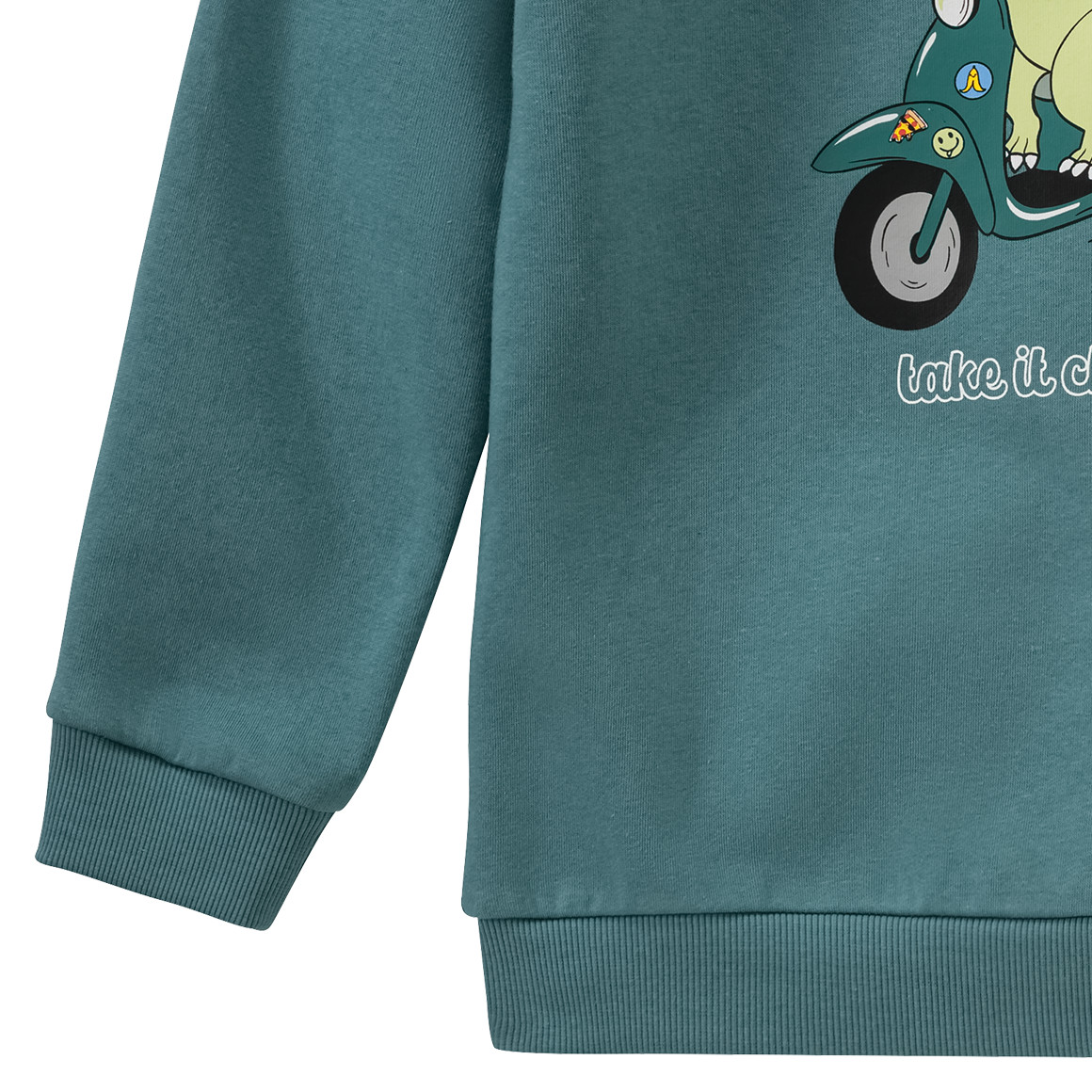 Famy Jungen Sweatshirt mit lustigem Print dunkeltürkis