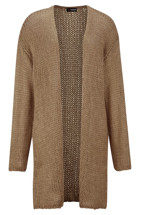 Long-Strickjacke, offene Form, Langarm