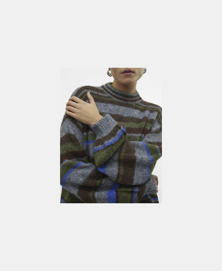 Vero Moda VMNATHALIA LS HIGH NECK KNIT VMA Nutria/multi