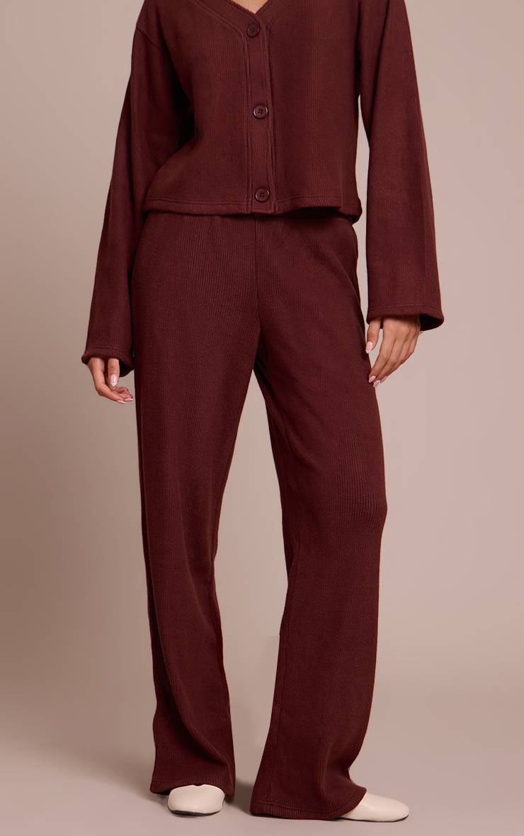 Chocolate Brown Pantalon Large Côtelé Épais Doux Brossé