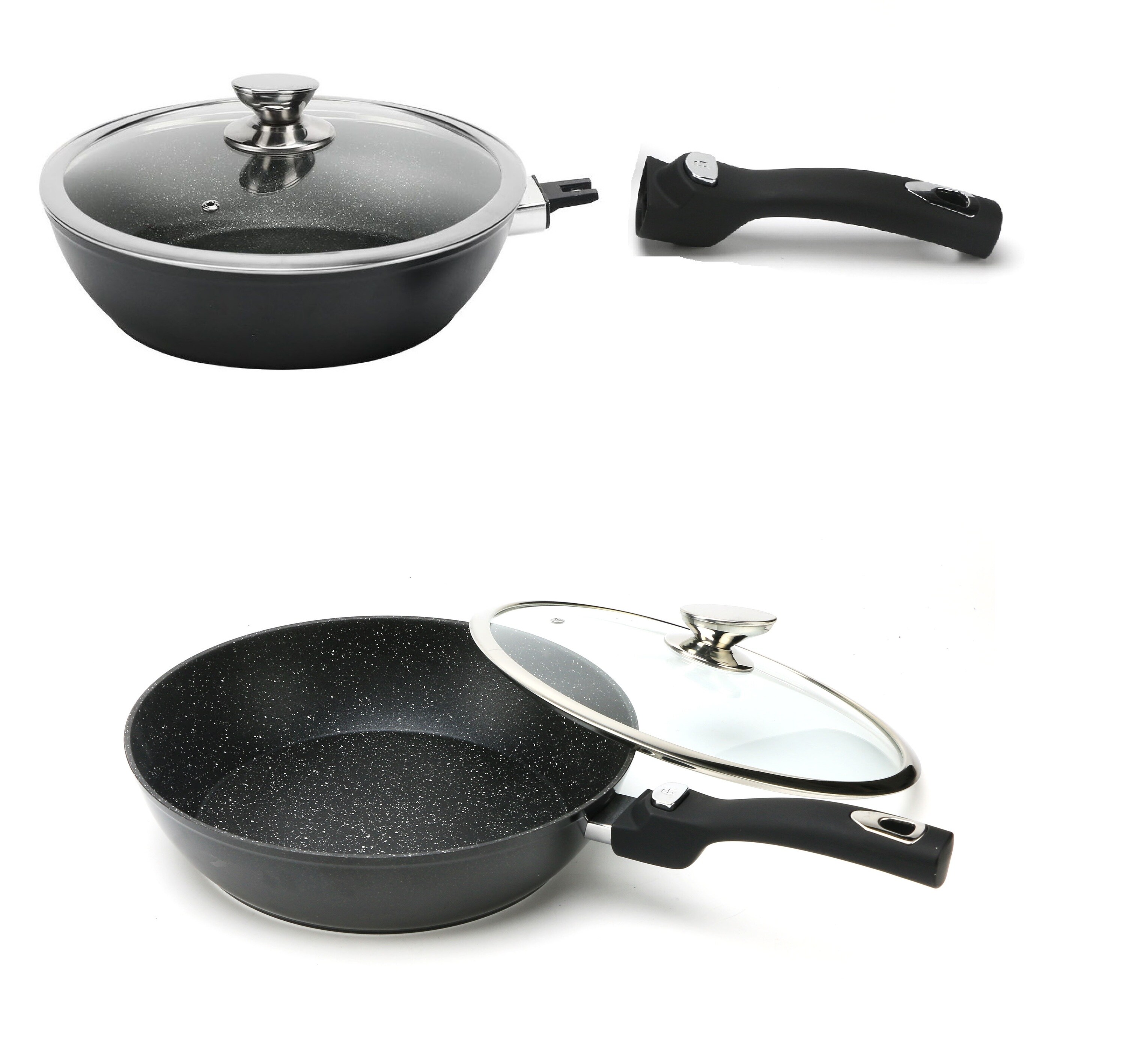 Aluguss Wok Bratpfanne Ø30cm mit Deckel