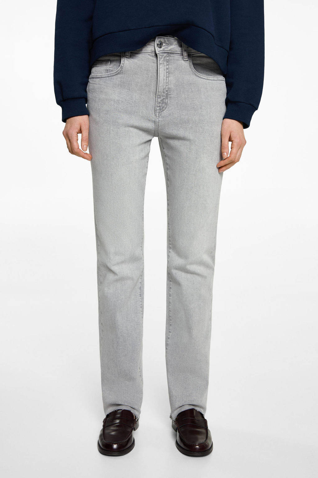 MANGO TEEN straight regular waist grey denim