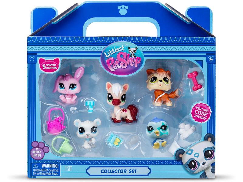 BANDAI Littlest Pet Shop Set 5 Pets Bergwelt & Accessoires Überraschungstier mit Accessoire