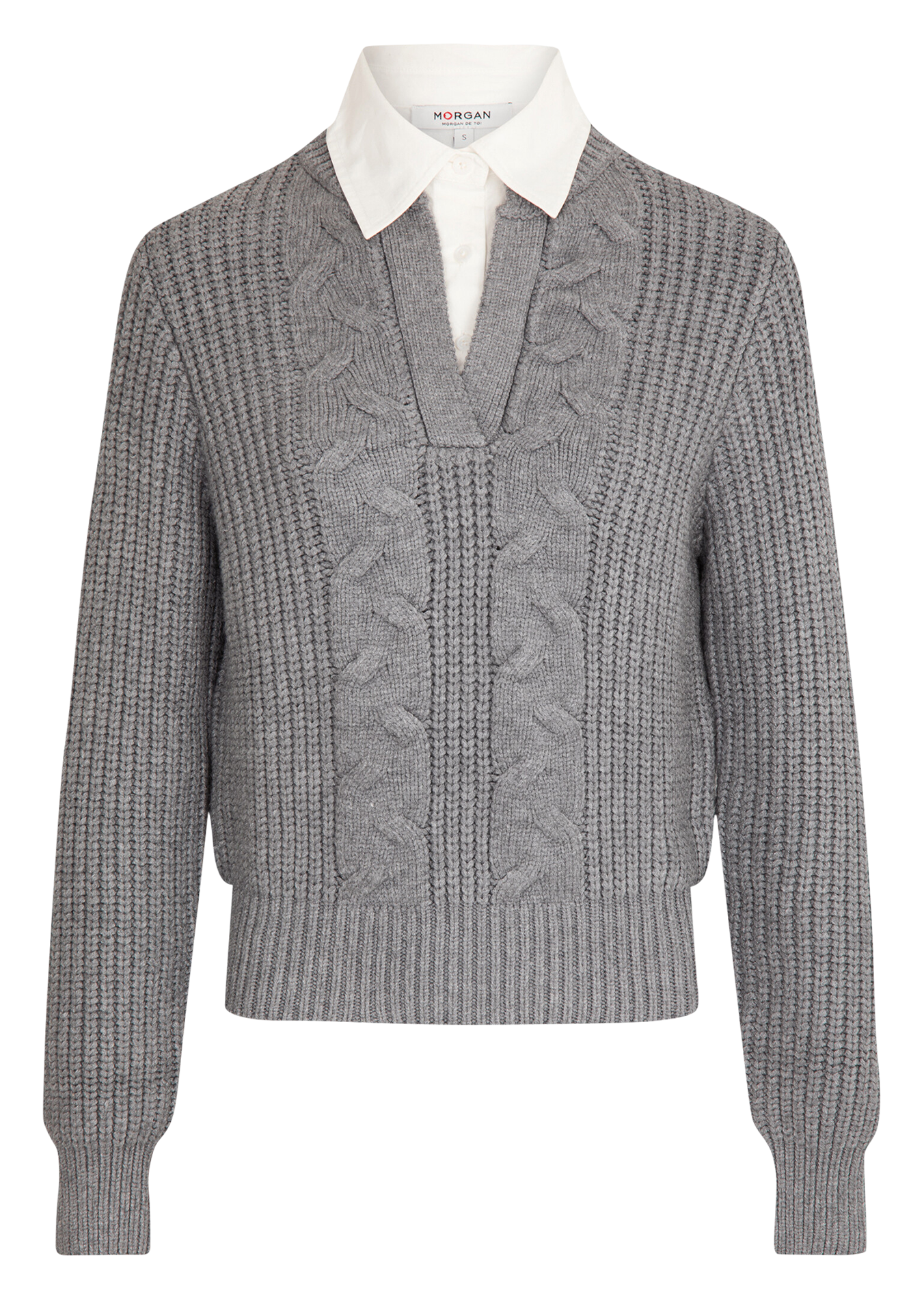 MGREY - Pull col chemise| Gris
