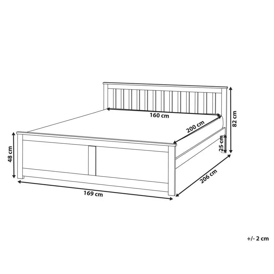 OLENDON - Tweepersoonsbed - Wit - 160 x 200 cm - Dennenhout